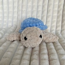 Handmade Crochet Turtle Plush Blue Shell Small 6-14 in Recommended Age 3-7 Years