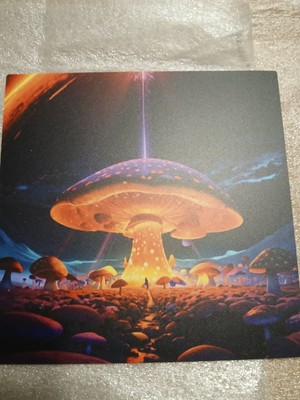 R.Black Ai Assist Pastel Abstract 8x8 On Metal. Infinity Art Mushrooms