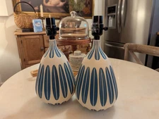 1 Pair of MCM Inspired Ceramic Lamps Target Project 62 Discontinued Blue/Ivory