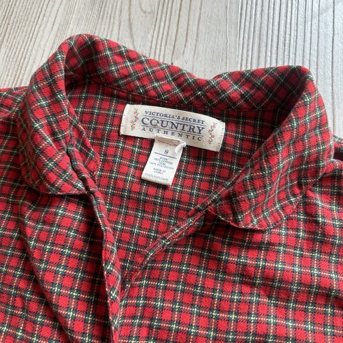 VINTAGE Victoria's Secret COUNTRY Red Plaid Flannel Top Size S Small Long Sleeve - Picture 2 of 7