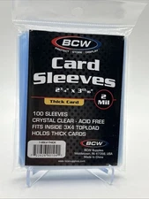 BCW THICK Penny Card Soft Sleeves 1 Pack of 100 for THICK Sized Cards to 130pt