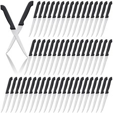 Therwen 100 Pieces Serrated Edge Pointed Tip Steak Knives Stainless Steel Ste...