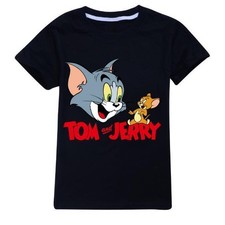 Image of Tom and Jerry Print T-Shirt Kids Short Sleeve Cool Fun Cartoon Tee Top 2-15Y