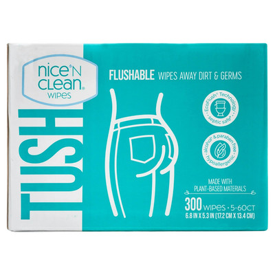 Nice n Clean Flushable Wipes,5 packs of 60 wipes, 300 wipes total BEST PRICE