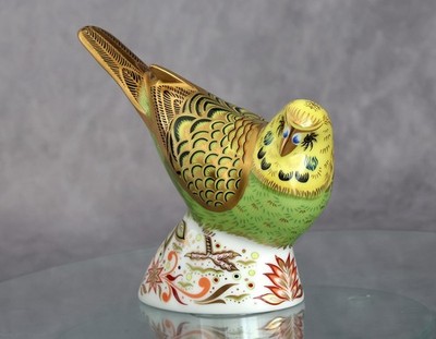 Royal Crown Derby 'Green Budgerigar' Exclusive Limited Edition Briefbeschwerer Gold