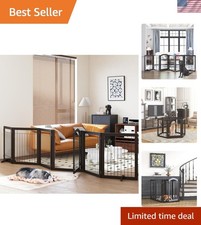 144-inch Extra Wide 30-inches Tall Dog gate with Door Walk Through, Freestand...