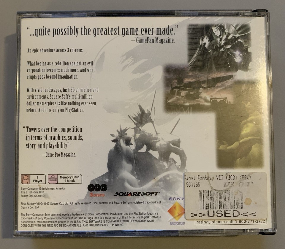 Final Fantasy VII 7 (PS1 Sony PlayStation 1) BLACK LABEL