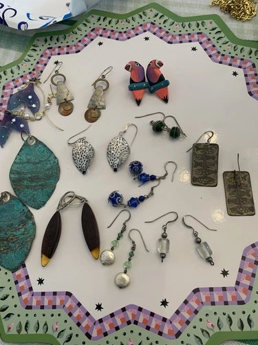 vintage Costume Jewelry earring lot pierced 10 Pairs Dangle Bird