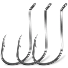 120 PCS Octopus Fishing Hooks Sport Circle Beak Offset High Carbon Steel Black