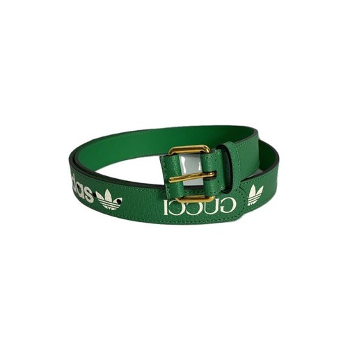 GUCCI Leather Belt, Green, Men's 702277