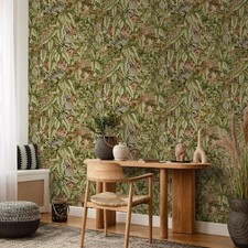 Image of Tropical Botanical Wallpaper Holden 14310 Lemur Leaves Feature Wall Rust/Green