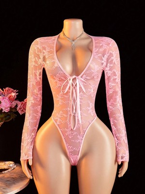 Seductive ladies sexy lingerie set with long sleeve bodysuit and cheap24