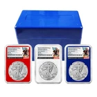 2024 (W) $1 American Silver Eagle 3pc Set NGC MS70 ER Black Label Red White Blue