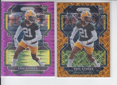 2 - 2021 Prizm ERIC STOKES RC Purple Pulsar + Orange Lazer Packers #433