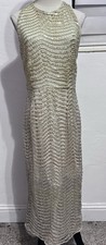 Boutique Zoe Gold Sequin Open Back Maxi Dress Size 14 Formal Evening Gown