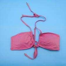 Victorias Secret Large Pink Shimmer Padded Halter Bikini Top Cutout Swimwear VS