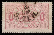 Schweden 1885 SGO33 10 Erz Rose Perf 13 Stempel I gebraucht