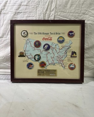 1996 Olympic Torch Relay Route Map Presented by Coca Cola with Pins! #125/1000