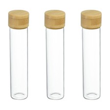 3Pcs Mini Glass Bottles with Lids, 25ml Small Clear Glass Jars