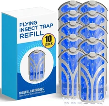 10 Pack Flying Insect Trap Starter Kit, ZEBO Flying Insect Trap Refill, Cartridg