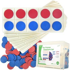 edxeducation Ten Frame Classroom Set - 16 Plastic Ten Frames - 160 Counters
