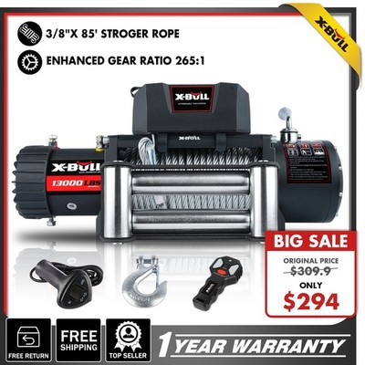 X-BULL Electric Winch 13000lbs Remote Steel Rope Towing Truck Trailer Car 4×4