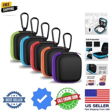 5 Pack Earbud Case Storage Bag with Carabiner for Headphones, Square Portab...