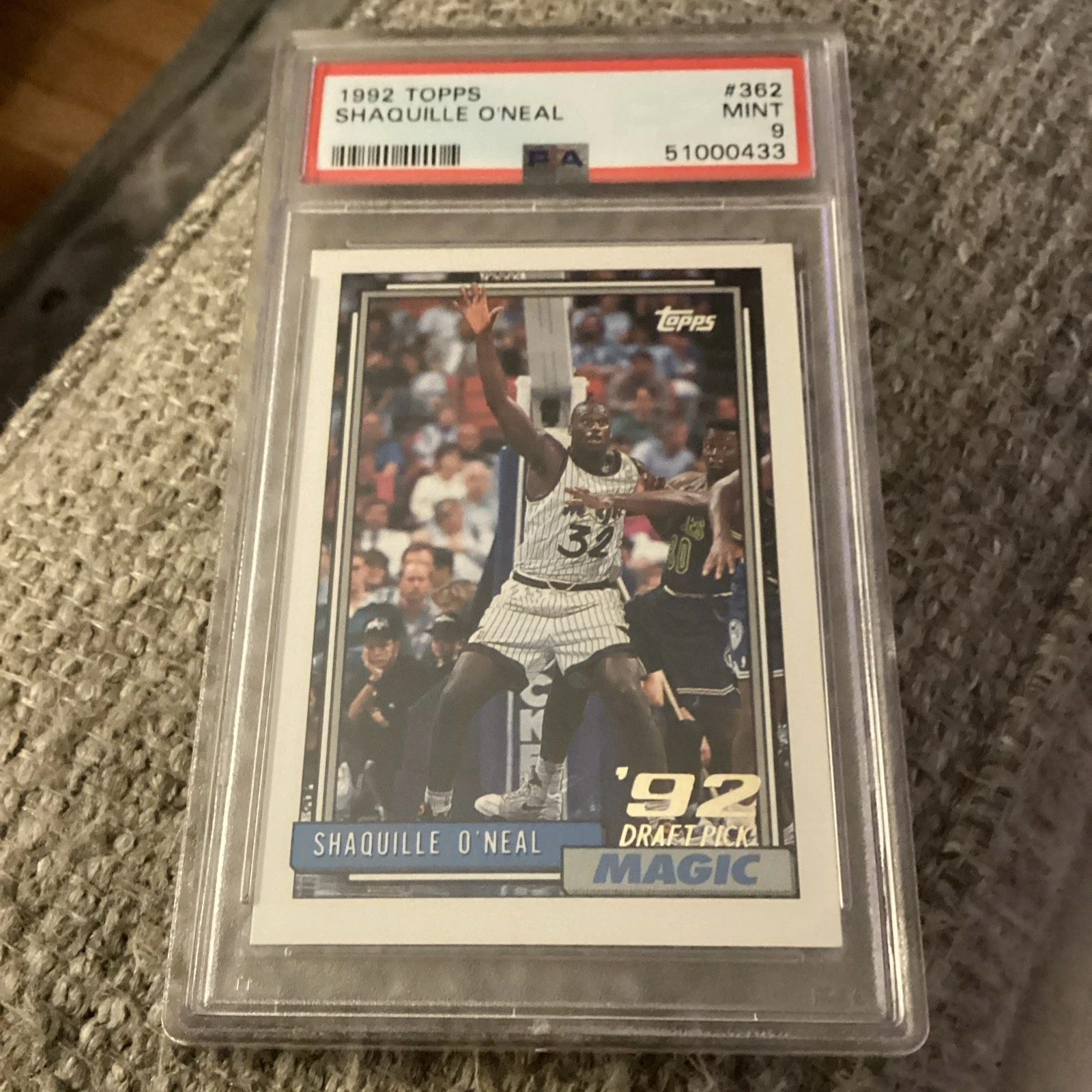 Deal for 1992 Topps #362 Shaquille Oneal Rookie RC PSA 9 MINT Magic Lakers Shaq