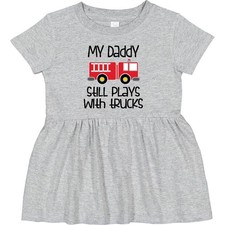Inktastic Firefighter Daddy Plays With Trucks Infant Dress Truck Fire Childs Son