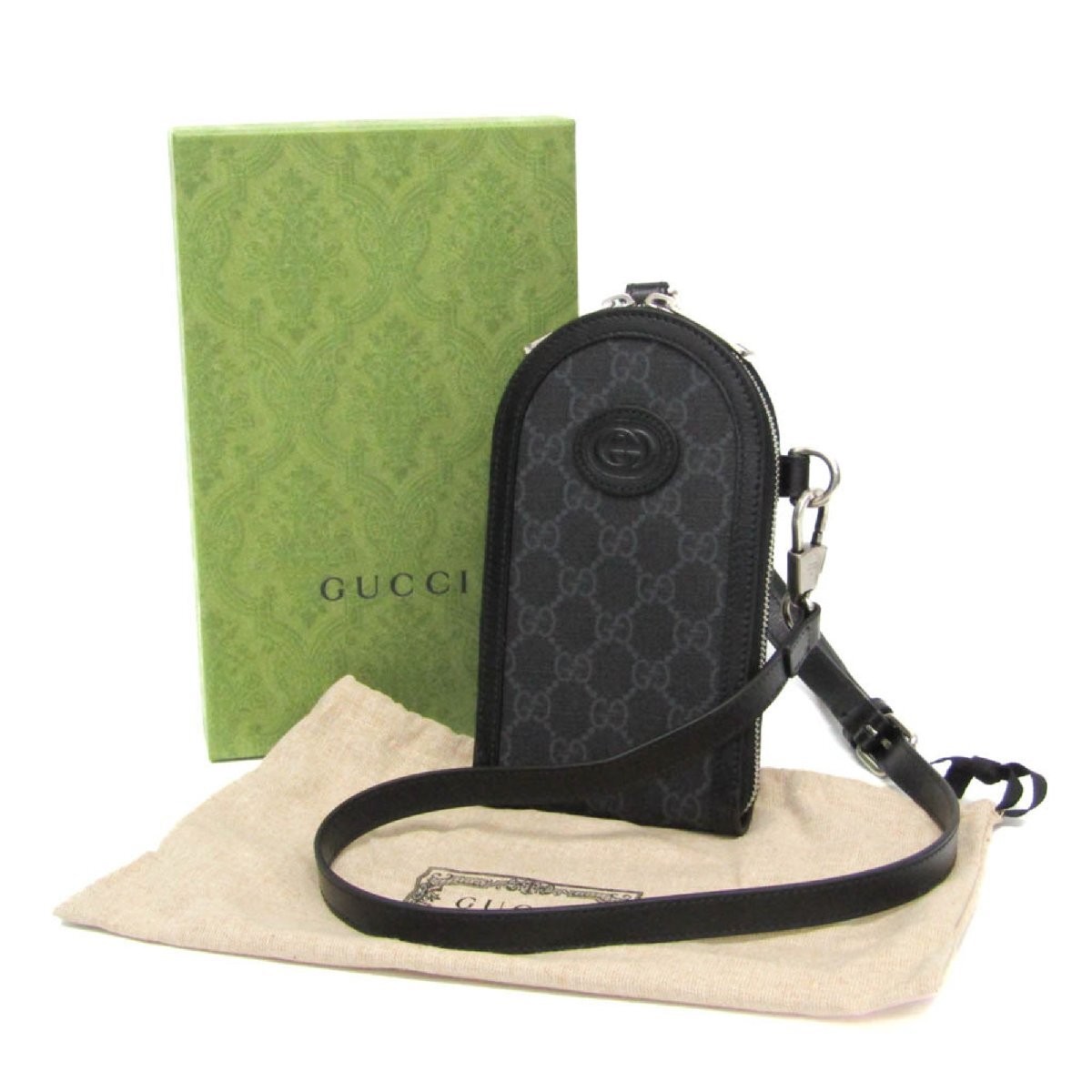 Gucci Interlocking G Phone Shoulder Bag 724357 Men s Women s GG Supreme Leather thumbnail 2