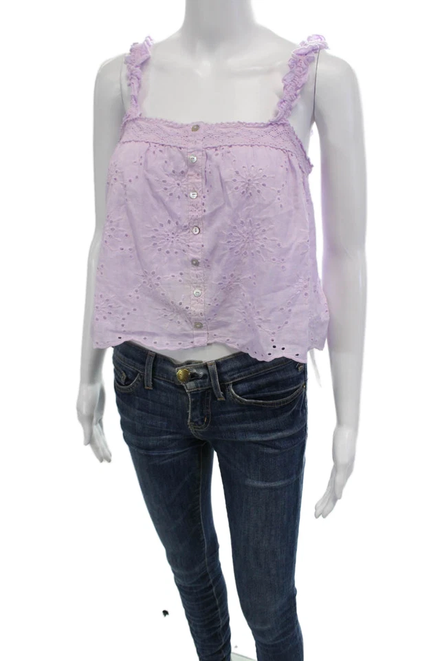 Camiseta sin mangas BB Dakota Steve Madden para mujer con ojales de algodón púrpura talla extra pequeña Foto 2 de 4