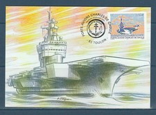 carte 1er jour Porte-Avions Charles de Gaulle navire bateau 83 Toulon 2003