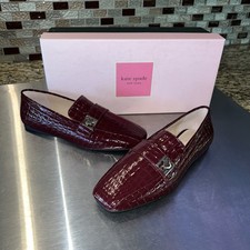 SP5- Kate Spade Darien Cherrywood Croc Embossed Patent Leather Loafers Size 5