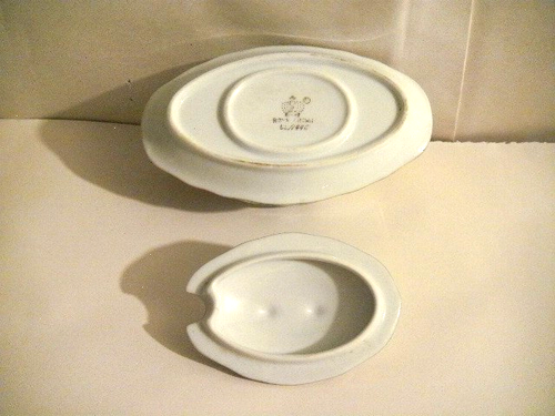 ROYAL CROWN MINI PERSONAL GRAVY BOAT PORCELAIN MATCH SPOON LEAVES GOLD 55/1446 - Picture 14 of 18