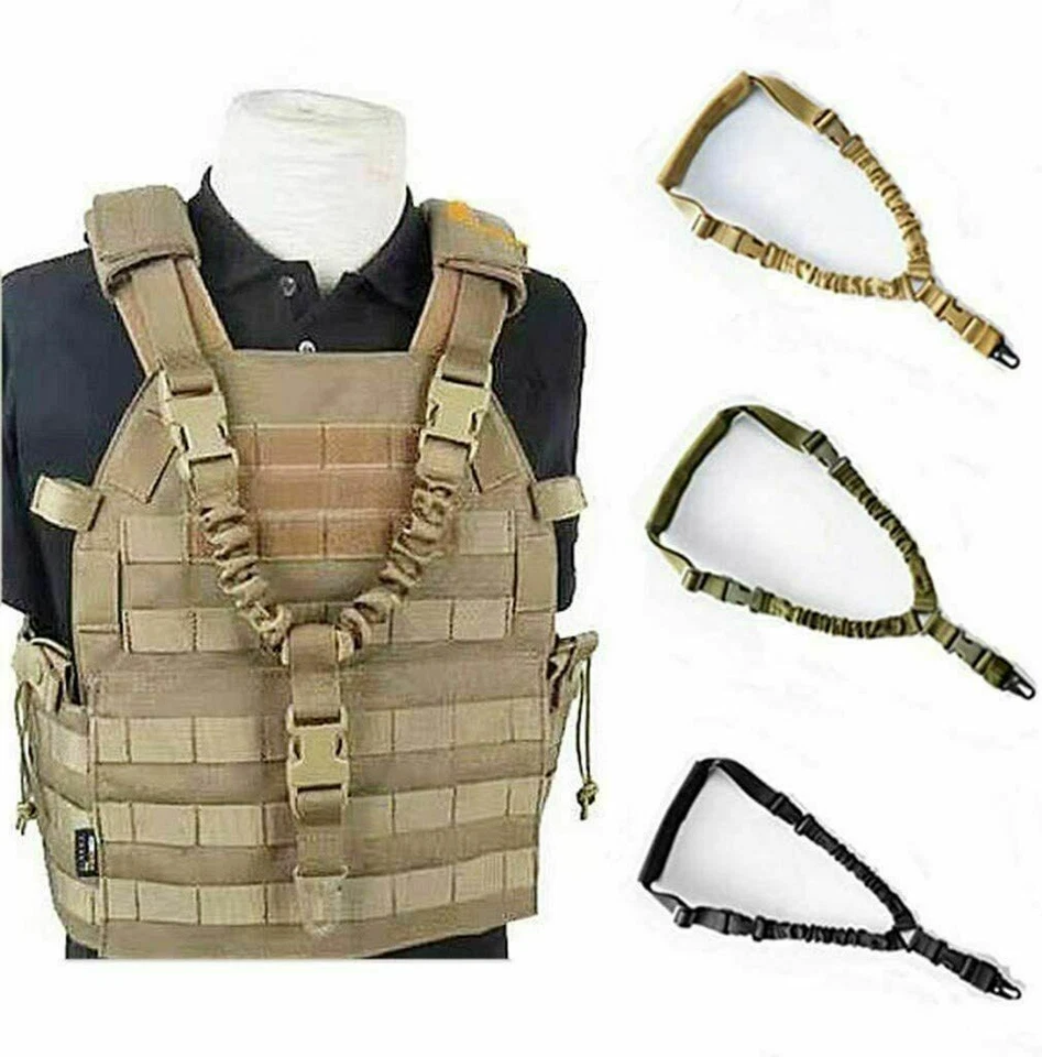 Eslinga táctica de uno/dos/tres puntos correa de rifle elástico con hebilla QD Foto 3 de 4