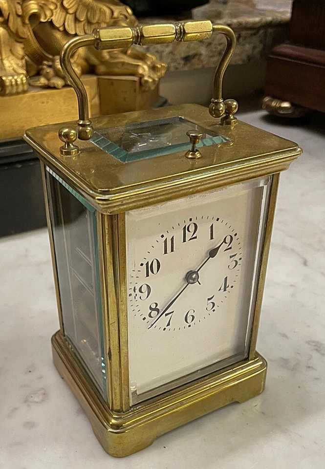 Reloj carro repetidor de latón Harris & Harrington francés siglo XIX Foto 2 de 4