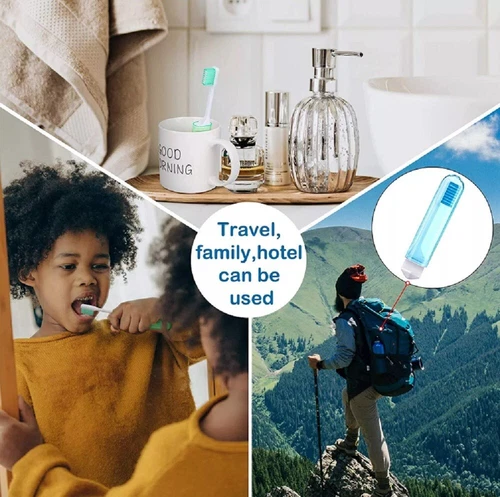 5 Faltbare Reisezahnbürsten - Tragbar mit Schutzhülle für Camping & Reisen. - Bild 7 von 7