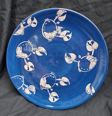 Trish Richman At Home International By The Sea Blue White Ceramic 11'' Crab Plate