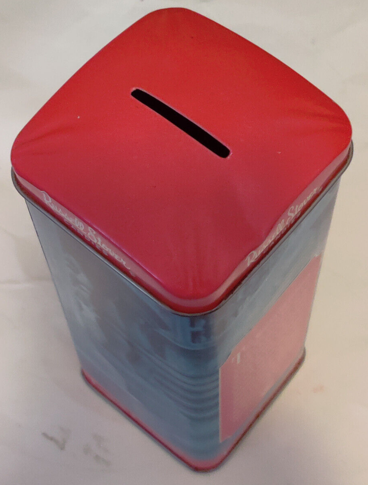 Russell Stover Candies English Caramels Red Tin Bank Money Box Tower of