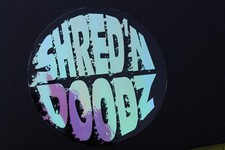 Shed N Doodz Shredding Dude Silver Black Skateboard V30B Vintage Surfing STICKER
