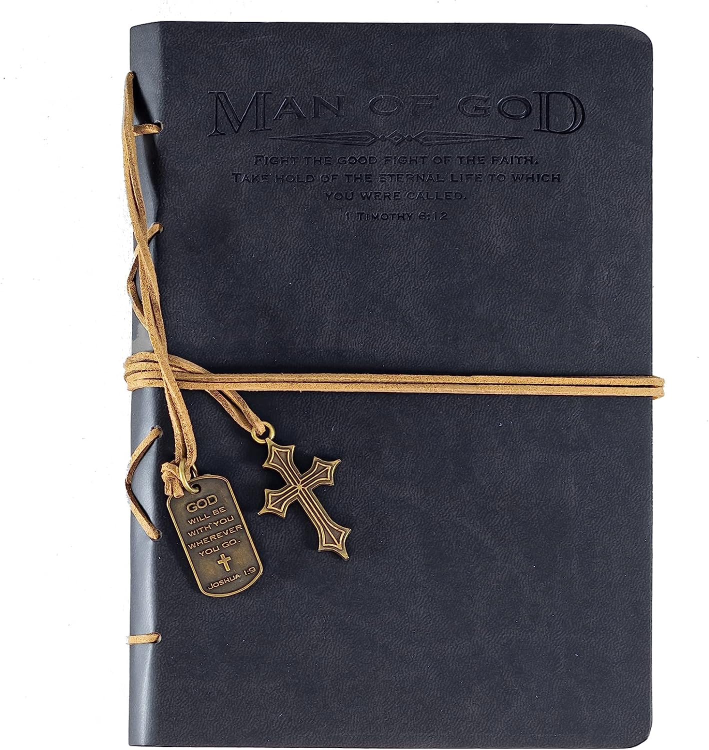 Man of God Journal with Black Cross Charm 22880 Cross Black Design-image
