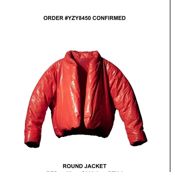 YEEZY X GAP YZY ROUND Cropped Jacket RED Puffer Size MED M -IN