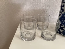 Dimpled Whiskey Rocks/Double Old Fashion Glasses Vintage Set Of 4