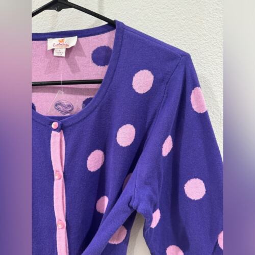 NWOT Quacker Factory Knit Purple Pink Polka Dot Button Front Cardigan Sweater S - Picture 5 of 15