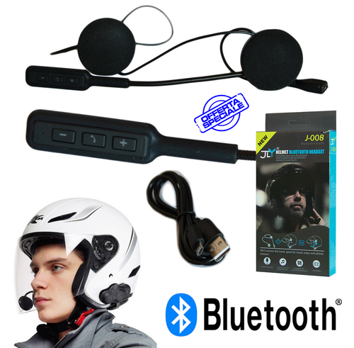 INTERFONO MICROFONO AURICOLARE BLUETHOOT IMPERMEABILE PER CASCO MOTO  SCOOTER MP3 | eBay