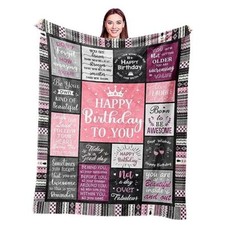 Birthday Gifts for Women Girls Throw Blanket 60"X50" 60"x50" Happy Birthday