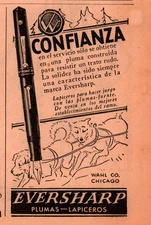 2 1931 ADS  ARGENTINA EVERSHARP FOUNTAIN PEN WAHL CHIC SLED DOGS 