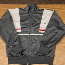 Vintage Wilson Full-Zip Tennis Tricot Track Jacket Gray White Warm up size Med