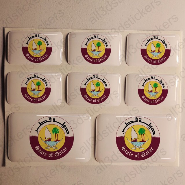 Sticker Qatar Resin Domed Stickers Qatar Coat of Arms 3D Vinyl Adhesive