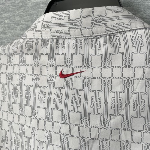 Nike Button Up Shirt Adult XL Gray Lightweight Vintage Retro Y2K Logo Check - Picture 6 of 9